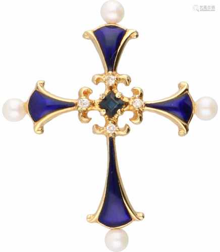 Igor Carl Fabergé 'The Sapphire Midnight Cross' pendant yellow gold, ca. 0.04 carat diamond,