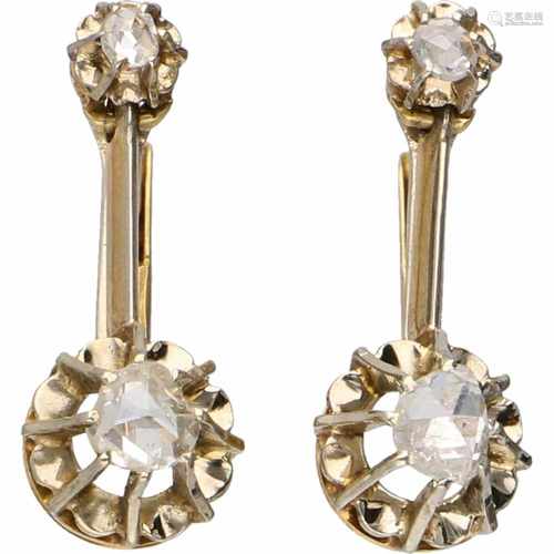 Earrings bicolour gold, diamond - 14 ct.