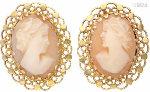 Cameo earrings yellow gold, agate - BLA 10 ct.