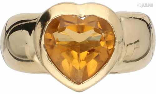 Rizit Gioielli heart-shaped ring yellow gold, citrine - 18 ct.