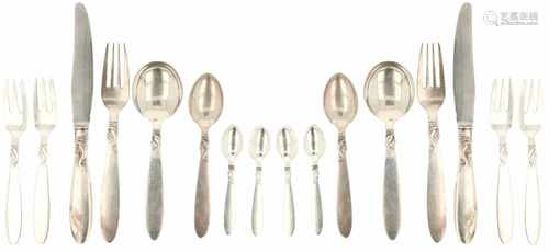 (16) Piece collection of silver flatware 'Frigast' model 'Dolphin'.