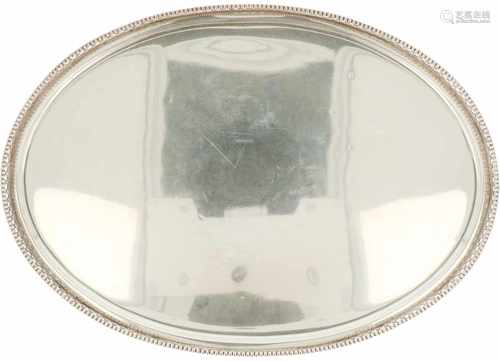 Silver serving tray.