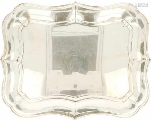 Silver serving tray.