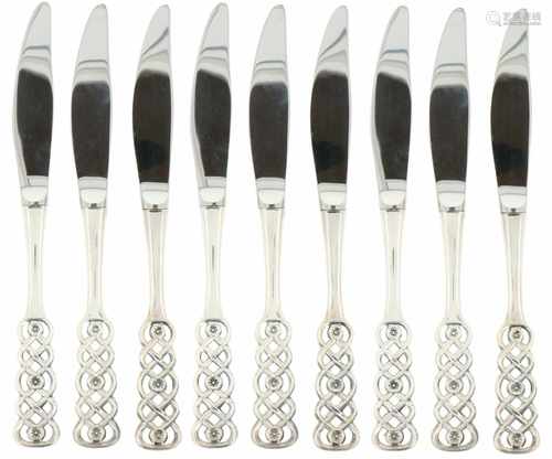 (9) Silver dinner forks 'David Anderson' model 'Ringebu'.