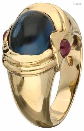 Wempe ring yellow gold, sapphire and ruby - 18 ct.