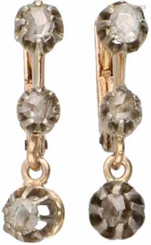 Earrings yellow gold, diamond - 14 ct.