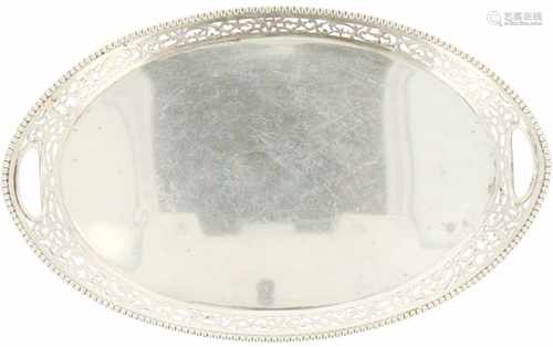 Silver serving tray.