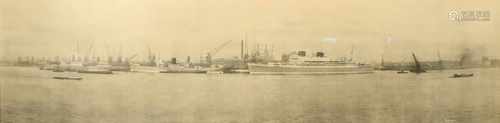 A very large panoramic still image of M.S. Willem Ruys of the 'Rotterdamsche Lloyd' - later 'Achille