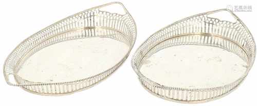 (2) Silver serving trays.