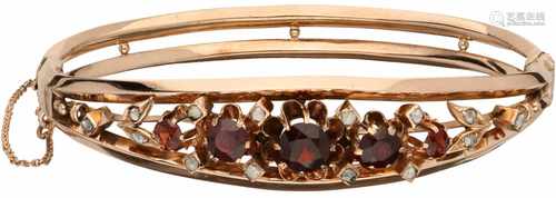 Bangle rosé gold, diamond and granate - 14 ct.