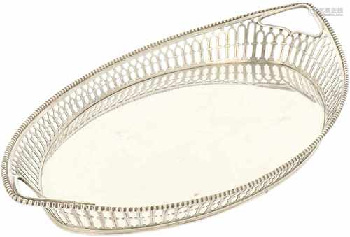 Silver serving tray.