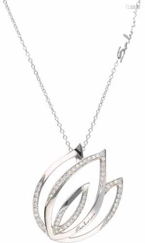 Salvini necklace white gold with tulip shaped pendant, ca. 0.58 carat diamond - 18 ct.