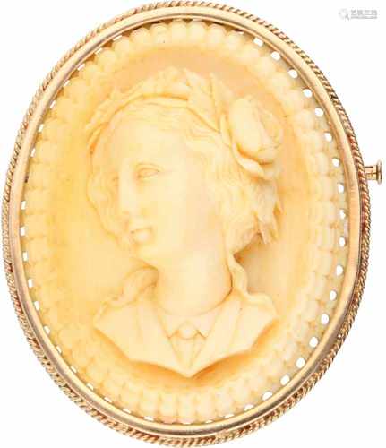 Cameo pendant/brooch rosé gold, ivory - BLA 10 ct.