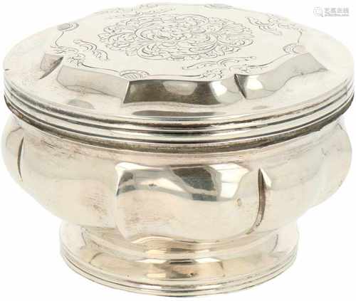 Silver biscuit box.