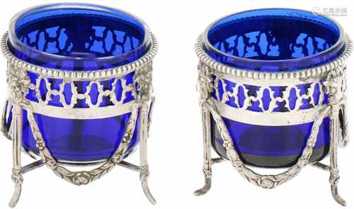 (2) Piece set of silver salt cellars.