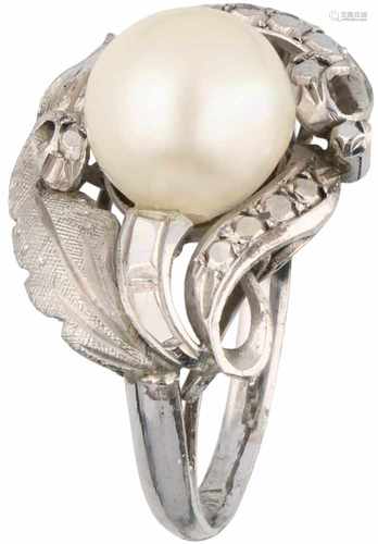 Ring silver, cultivated pearl and marcasite - BLA.