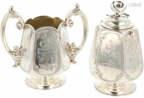 Silver sugar canister & tea caddy J. van de Wall (Arnhem 1852).