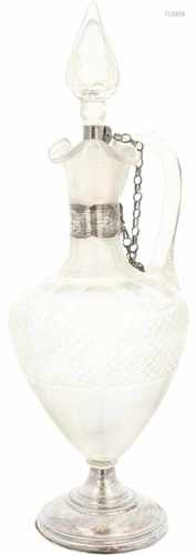 Silver liquor carafe.