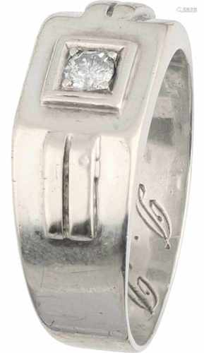 Signet ring silver, ca. 0.13 carat diamond - 835/1000.