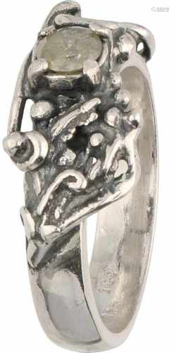 Ring silver, ca. 0.32 carat diamond - 835/1000.