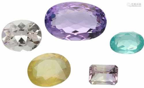 Lot of natural morganite, ametrine, amethyst, yellow sapphire and apatite.