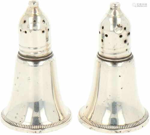 (2) Piece silver pepper & salt set.