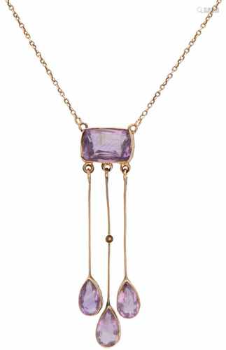 Necklace rosé gold, amethyst - 14 ct.