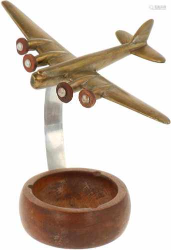 An ashtray with bronze airplane. 1st half 20th century.