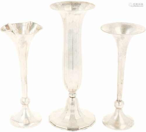 (3) Pieces of silver vases.