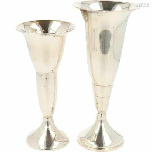 (2) Silver vases.