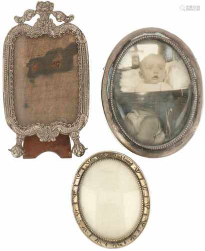 (3) Pieces of silver picture frames.