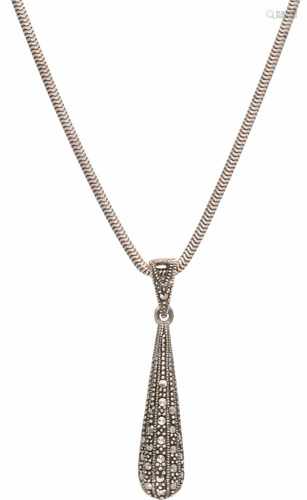 Necklace with pendant silver, marcasite - 925/1000.