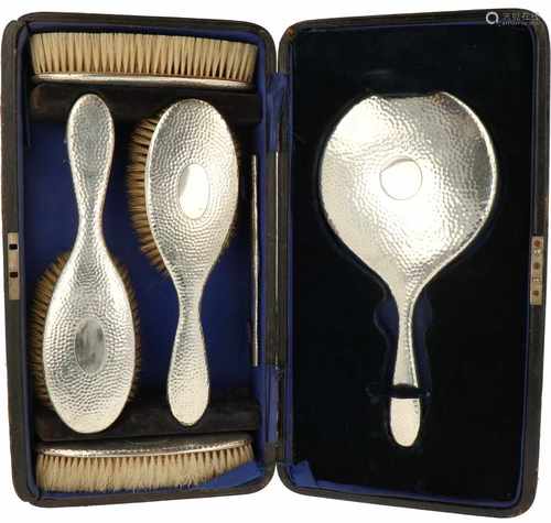 (6) Piece silver dressing table set.