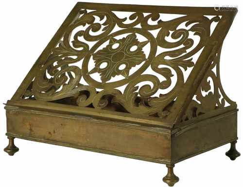 An openworked copper Bible stand. Late 19th century.