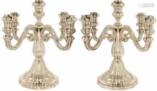 (2) Piece set of silver 5-arm candlesticks.