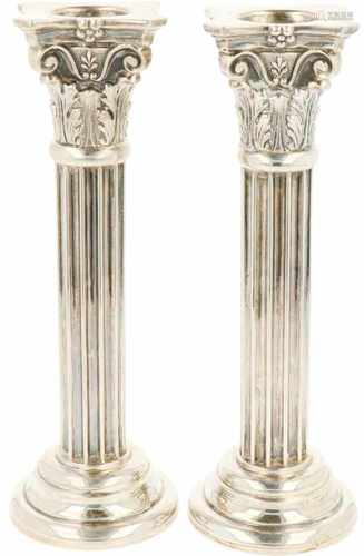 (2) Piece set of silver column shaped candles.