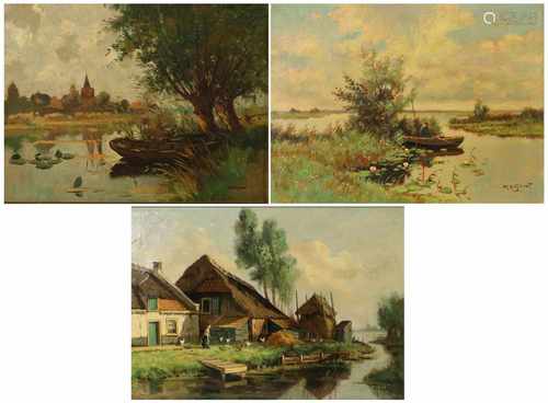 A lot with (3) paintings. Dutch School, 20th century.