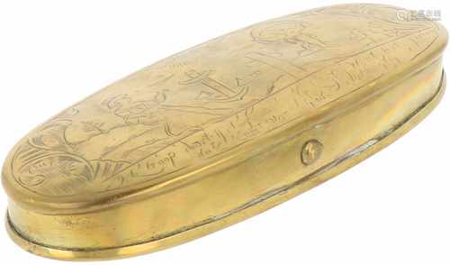 A bronze tobacco box with mythological scene. Ca. 1800.