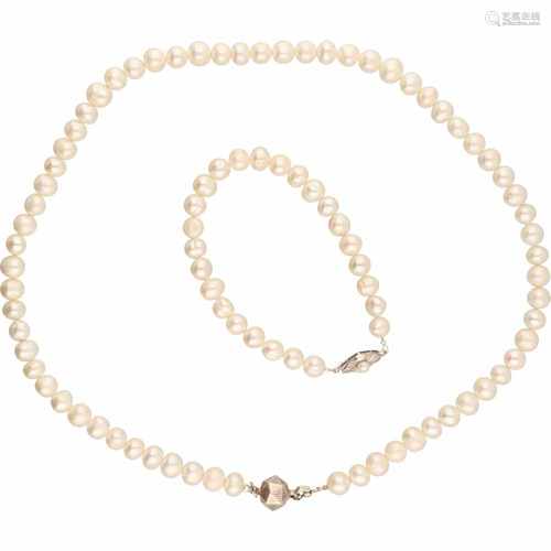 Pearl necklace and bracelet - 925/1000.