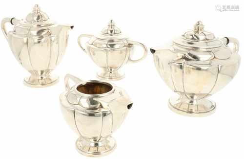 (4) Piece silver coffee and tea service.