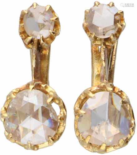 Earrings yellow gold, diamond - 14 ct.