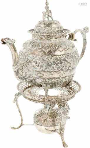 Silver coffee pot with brazier.
