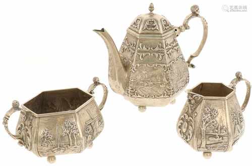 (3) Piece silver coffee service.