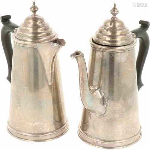 Silver coffee pot and mocha pot.