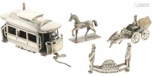 (4) Piece lot with silver miniatures.