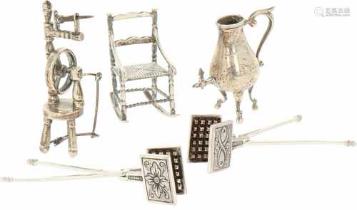 (5) Piece lot with silver miniatures.