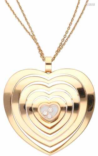 Chopard Happy Diamonds heart-shaped necklace rose gold, ca. 0.09 carat diamond - 18 ct.