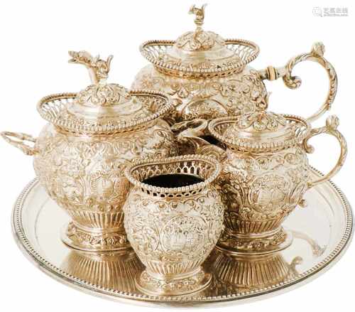 (5) Piece silver coffee service.