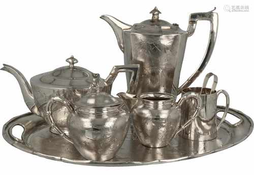 7-Piece silver coffee- and tea service.