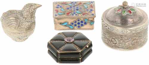 (4) Piece lot with various silver boxes.